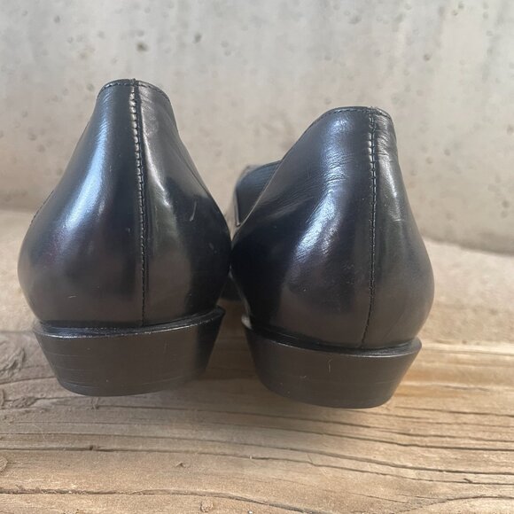 VIA SPIGA WOMEN'S BLACK LEATHER POINTED TOE CUT-OUT FLATS SIZE 5.5 - Picture 6 of 10